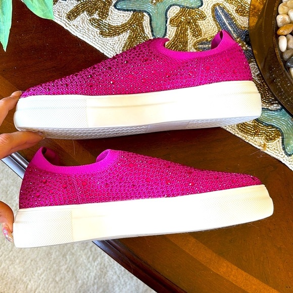 Brand New Corkys Swank Hey Girl Barbiecore Fuchsia Rhinestone Slip-on Sneakers - Picture 11 of 14